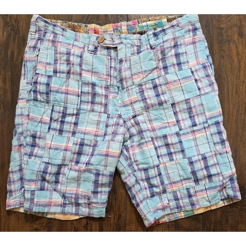 Men’s Size 36  Madras Plaid Patchwork Reversible
